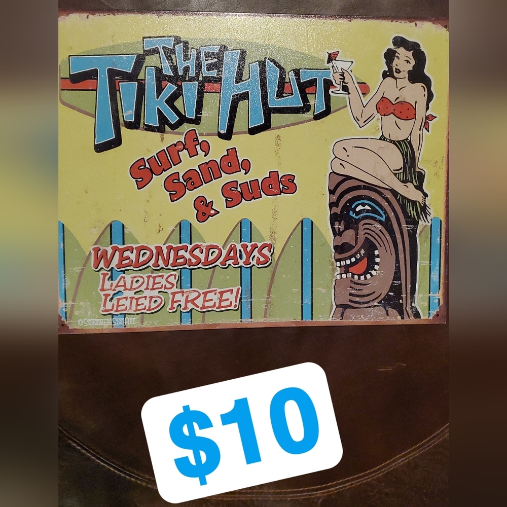 Retro Tiki Hut Metal Sign